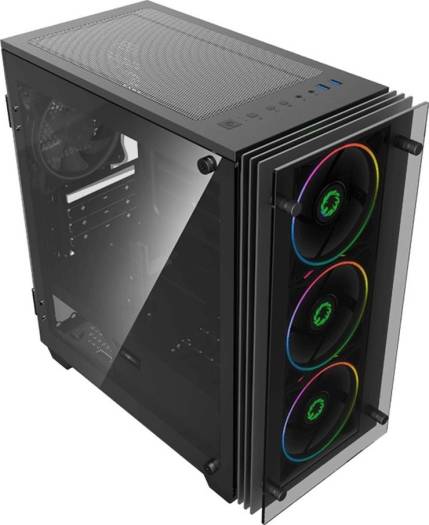 Gamemax Mini Stratos H609 RGB ATX Gaming Case, With 4 Fans, Tempered Glass, 2.5" Drive Bays, Up To 240mm Radiator Size Support, Black | H609 - Image 4