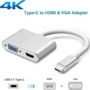 S-Tek USB-C to VGA and HDMI Adapter 2-in-1 4K