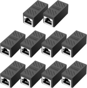 Taradhin RJ45 Coupler, 10Pack, Ethernet Inline Connectors, Network Extender Adapter Cat7 Cat6 Cat5e Cat5 for Extending the Ethernet Cables, , Female to Female Joiner LAN Connector, Black | RJ45 10Pack
