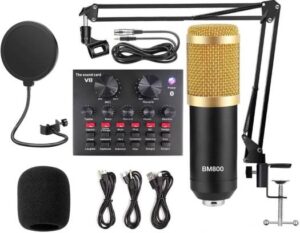 DEVICE OF URBAN INFOTECH BM 800 Condenser Microphone All Set with V8 Sound Card Recording Studio Equipment Full Set V8 External Audio Mixer with Mic for Smartphones Live Streaming Youtubers