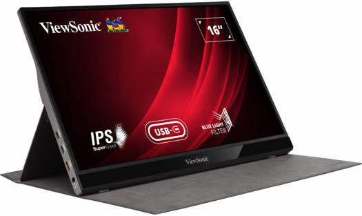 Viewsonic VG1655 16" FHD IPS Portable Monitor, 6.5ms Response Time, 16.2M Display Colors, 2x 0.8W Speakers, 2 Way Powered 60W USB C, Eye Care, Dual Speakers, Built in Stand with Cover, Black | VG1655 - Image 2