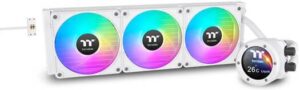 Thermaltake TH420 V2 Ultra EX ARGB Sync All-In-One Liquid Cooler, 3x CT140 EX aRGB Sync Fans, 2.1" TFT LCD Display, 1800 RPM Fan Speed, 90.3 CFM Airflow, Snow | CL-W428-PL14SW-A