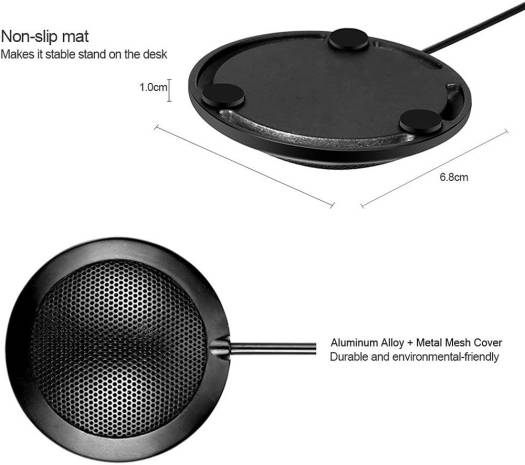 Stereo Microphone Omnidirectional Condenser Mic USB Connector, 360° Omni Direction, 3m Sound Pick Up Distance, Effective Transmission, For Online Meeting, Business Conference, Black | V3191 - Image 3
