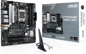 ASUS PRIME B650M-A WIFI AM5 Micro-ATX Motherboard, AMD B650 Chipset, 4 x 2 Channel DDR5 DIMM, 128GB Max Memory, 1x PCIe 4.0 x16, 2.5Gb Eth/Wi-Fi 6, 1xDP, 1xVGA, 1xHDMI | 90MB1C00-M0EAY0