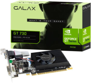 GALAX GeForce GT 730 Graphics Card, 4GB DDR3 128-bit Memory, 700 MHz Base Clock, 667MHz Memory Clock, 384 CUDA Cores, PCI-E 2.0 x8, DVI-I x1,HDMI x1,VGA x1 | 73GQF8HX00HD