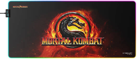 Cybeart Mortal Kombat Aurora Mouse Pad, Premium LED RGB Lighting, Micro-woven Cloth, Spill Proof Surface, Never Fray Edges W/ Reinforced Stitch, Esports Grade Never-Slip Base, XXL, Black | MRTLKMBTRR