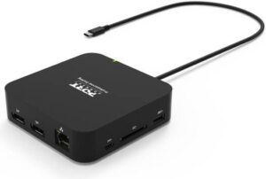 Port Designs 4K USB-C Mobile Docking Station, 85W Power Distribution, 2x DP, 5x USB-A, USB-C, Ethernet & SD Card Ports, Plug-and-Play, Black | 901907