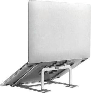 Navodesk NAVO Portable Laptop Stand & Riser, Holds up to 15" Laptops, 6 Level Height Adjustable, Universally Compatible, Ergonomic Laptop Stand for Home Office, Medium, Silver | ND-PLR-SV