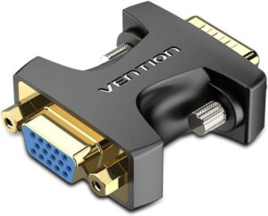 Vention VGA Male to Female Adapter, 1080P FHD, Gold Plated Interface, Universal Compatibility, HD Video Signal Transfer, Black | DDFB0