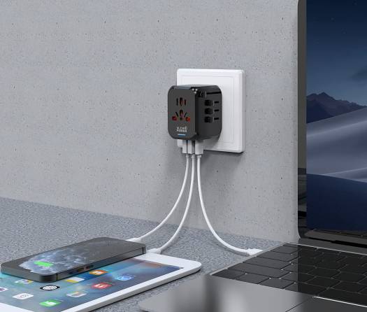 X.cell 20W International Travel Charger, 4x Faster Charging, Designed to Use With US, UK, EU & AU Plugs, Pins to Power Light/Electronic Devices, Works in 150 Countries, Black | XL-ITC-200-B - Image 3