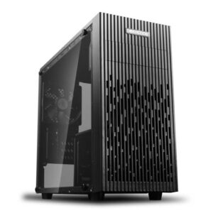 Deepcool MATREXX 30 Micro ATX Chassis, Tempered Glass, 1x 120mm Fan, 4 Cooling Fans Support, Pre-installed: 1×120mm black fan at rear,  USB 3.0, Black | DP-MATX-MATREXX30