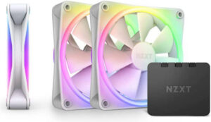 NZXT F120 RGB Duo Triple Pack Fan, 120mm Size, With RGB Controller, 20 Individually Addressable LEDs, Balanced Airflow & Static Pressure, Fluid Dynamic Bearing, 500-1800 RPM Speed, White | RF-D12TF-W1