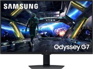 SAMSUNG Odyssey G7 (G70D) Gaming Monitor, 32" IPS Display, 4K UHD Resolution, 144Hz Refresh Rate, 1ms (GtG) Response Time, AMD FreeSync Premium Technology, 1B Color Support, Black | LS32DG702
