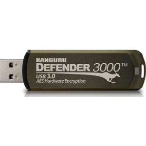 Kanguru 32GB Defender 3000 - Encrypted 3.0 Secure Flash Drive FIPS 140-2 Level 3, On-board Antivirus Drive, Military Grade 256-bit AES Encry, Data Protection with Password Management | KDF3000-32G
