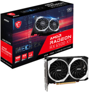MSI Radeon RX 6500 XT MECH 2X OC Graphics Card, 4GB GDDR6 64-bit Memory,  Up to 2825 MHz Boost Clock, 18 Gbps Memory Speed, PCI Express 4.0 x4, DisplayPort 1.4a / HDMI 2.1 | 912-V508-005