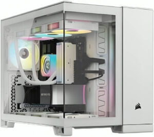 Corsair 2500X mATX Mid-Tower PC Case, Upto 360mm Radiator & 9 x Fans Support, Dual Chamber Design, Modern I/O Panel, 1 x USB-C 3.2 Gen 1, 2 x USB 3.2 Gen 1 Ports, Audio Jack, White | CC-9011266-WW