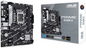 ASUS Prime B760M-K LGA 1700 mATX Motherboard, PCIe 4.0, 2x PCIe 4.0 M.2 slots, DDR5, Realtek 2.5Gb Ethernet, VGA, HDMI, SATA 6 Gbps, front USB 3.2 Gen 1, Aura Sync | 90MB1FI0-M1EAY0