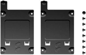 Fractal Design SSD Type-B Tray Kit, Includes 2 2.5" SSD Brackets and Mounting Hardware, Captive Thumbscrews For Easy Installation, Black, Dual Pack | FD-A-BRKT-001