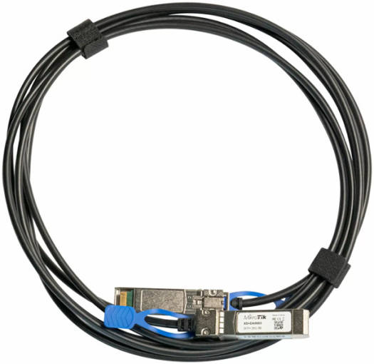MikroTik SFP 1G and SFP+ 10G Direct Attach Cable, 1G / 10G / 25G Data Rate, Male/Male Connector Gender, Supports Also 25G SFP28 Standard, 3m Cable Length, Black | XS+DA0003