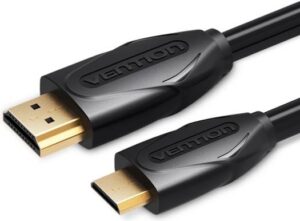 Vention Mini HDMI Cable, 18Gbps High Speed, Transmission, 4K60Hz HDR Video, Dolby True Audio, Mirror & Extended Mode, 1 Meter, Black | VAA-D02-B100