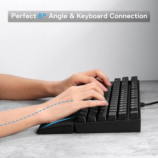 Redragon P037 Meteor L Computer Keyboard Wrist Rest Pad, Fatigue Killer, Soft Faux Leather Surface, Memory Foam, 20mm Pad Height, 8° Tilt Angle, 6 Anti-Slip Rubbers, Large, Black | P037 - Image 6