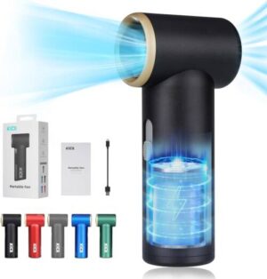 Kica JetFan Mini Portable Handheld Fan, USB Fan, 14 Hours Operating Time, Continuous Speed Control, Metal Material, for Travel, Office, Home, Summer Gifts - Black