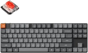 Keychron K1 Max QMK/VIA Wireless Custom Mechanical Keyboard, Red Linear Low-Profile Gateron Switch, 80% TKL Size, Tri-Mode Connectivity (2.4GHz, BT, Wired), English-Arabic Layout, Black | K1M-H1-AR