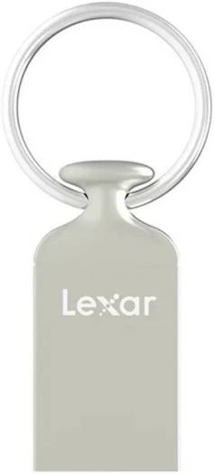 Lexar JumpDrive M22 USB Flash Drive, Key Chain Hole, 64GB Capacity, USB 2.0 Version, Compact Design, PC & Mac Compatible, Metal Body, Silver | LJDM022064G-BNJNG