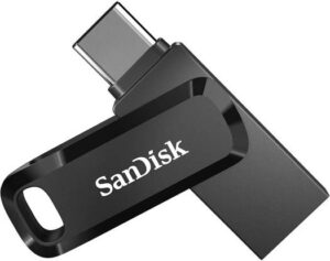 SanDisk 64GB Ultra Dual Drive Go 2-in-1 Flash Drive, 64GB Capacity, Type-A and Type-C Connectors, USB 3.2 Gen 1, 150 MB/s Max Read Speed, Swivel Cover with Keyring Hole, Black | SDDDC3-064G-G46