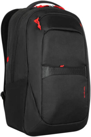 Targus Strike II 17.3" Gaming Backpack, 2 Front Stash Pockets, Padded Back, Shoulder Straps, 500D Guc Material, Trolley Strap, 27L Capacity, Black | TBB639GL