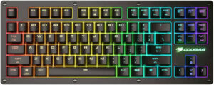 Cougar PURI TKL RGB Mechanical Gaming Keyboard, Ultra-Compact TKL Design, RGB With 14 Light Modes, 1000Hz / 1ms Polling, Height & Angle Adjustment, N-key Rollover, USB, Black | CG-KB-PURI-TKL-RGB