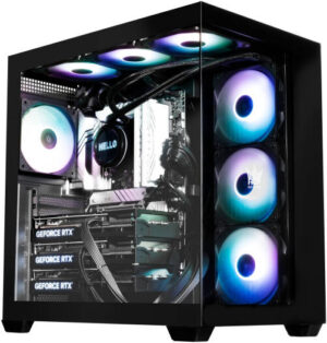 GALAX HOF ALLSYNQ Mid-Tower ATX Computer Case, 1x 120mm aRGB & 3x Reverse aRGB Pre-Installed Fan, Up to 360mm Radiator & 7x Fan Support, Tempered Glass Panel, Black | G-CGHFASBB4AA-GXLG