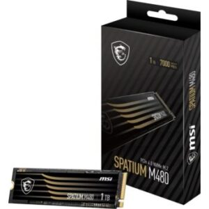 MSI Spatium M480 1TB M.2 2280 Internal Solid State Drive, PCI-E x4, Gen4, NVMe, SSD, 7000 MB/s / 5500 MB/s | S78-440L430-P83