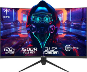 KTC H32S17 Curved Gaming Monitor, 32" QHD HVA Display, 180Hz Refresh Rate, 1ms (MPRT) Response Time, AMD FreeSync Premium & G-Sync Compatible, 1500R Curvature, 16.5m Color Support, Black | H32S17