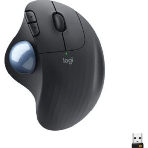 Logitech Ergo M575 Wireless Trackball Mouse, Ergonomic Design, Control and Move Text, 5 Buttons, Unifying USB Receiver/Bluetooth, Rechargeable, 10m Range, Graphite Black | 910-005869 / 910-005872