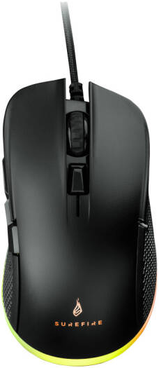 SureFire Buzzard Claw 6-Button Wired Gaming Mouse, 7200 DPI, Up to 1000Hz Polling Rate, 6 Programmable Buttons, 7000 FPS Max Sensor Speed, Full RGB Lighting, 1.8m Cable Length, Black | 48836