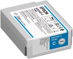 Epson SJIC42P-C Ink Cartridge, For ColorWorks C4000e BK, Yield 50.0 ml, Fade and Water Resistant Prints, Cyan | C13T52M240