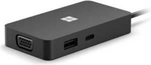 Microsoft Surface USB-C Travel Hub, 1x USB-C 3.2, 1x USB-A 3.2, 1x Ethernet, 1x HDMI, 1x VGA Ports, 200mm USB-C Cable, Black | 161-00005