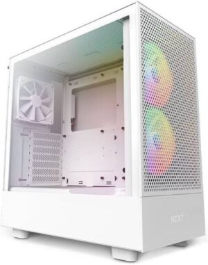 NZXT H5 Flow RGB, Mid Tower ATX Case, Up to 240mm Radiator Support, Tempered Glass Front Panel, Built-in RGB, Spacious Cable Management, White | CC-H51FW-R1