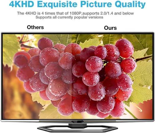 High Speed HDTV 4K Ultra HD Round Cable, Standard Transmission Line, 24k Gold Plated Connector, Ethernet Support 10 / 100Mbps, Works with TV / Projector / Gamebox / Notebook, 20 Meter, Black - Blue | - Image 2