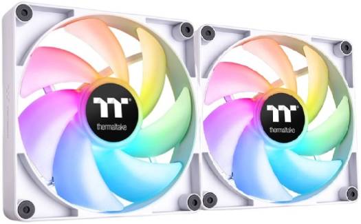 Thermaltake CT120 ARGB Sync PC Cooling Fan, PWM 500~2000 RPM Fan Speed, 57.05 CFM Airflow, Hydraulic Bearing, 4 PIN PWM, 3 PIN-ARGB, Pack of 2, White | CL-F153-PL12SW-A