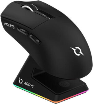 AQIRYS Zephyr Gaming Mouse, Optical PixArt 3395 Sensor, 26000 DPI Sensitivity, 1000Hz Polling Rate, Up to 650 IPS Tracking Speed, 50G Acceleration, Tri-Mode Connectivity, Black | AQRYS_ZEPHYR