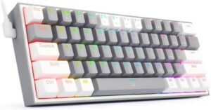 Redragon FIZZ K617 60% Mechanical Keyboard, Red Key Switches, Hot-Swappable, Detachable Type-C Cable, Pro Software Customizable RGB, Full Rollover 61-Keys, Gray/White | K617-RGB