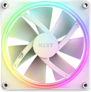 NZXT F140 RGB DUO 140mm Dual-sided RGB Fan with RGB Controller, Fluid Dynamic Bearing. RGB Lighting, Up to 1800 RPM Speed, 84.75 CFM Airflow, Quiet and Cool, Single Pack, White | RF-D14SF-W1