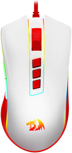 Redragon Cobra Cherry M711C Gaming Mouse, Pixart PWM3327 Sensor, Up to 12400 DPI, 8 Programmable Buttons, USB 2.0 Connectivity, 1.8m Cable Length, White/Red | M711C