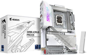 GIGABYTE Z890 Aorus Pro Ice LGA 1851 ATX Motherboard, Intel Z890 Express Chipset, 4x DDR5 DIMM Slot, Up to 256GB Max Memory, Wi-Fi 7 & BT 5.4, 1x PCIe 5.0 x16, 5x M.2 Slots, White | Z890-AORUS-PRO-ICE