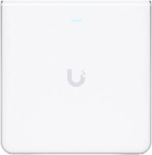 Ubiquiti U6 Enterprise In-Wall AP, WiFi 6E, 10 Spatial Streams, 6 GHz, 4.8 Gbps, 4-Port Switch, White | U6-Enterprise-IW