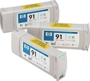 HP 91 Ink, Light Cyan, 3/Pack 775ML | C9486A
