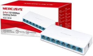 MERCUSYS 8-Port 10/100Mbps Desktop Ethernet Switch/Hub, Ultra-Compact Design, Plug & Play, no configuration required (MS108)