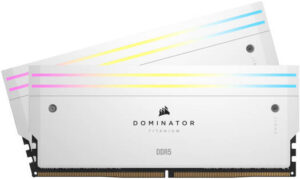 Corsair Dominator Titanium 96GB (2 x 48 GB) DDR5 RGB Desktop Memory Kit, 6600MT/s Memory Speed, CL32 CAS Latency, 1.40V Tested Voltage, 288 Pin, XMP 3.0, White | CMP96GX5M2B6600C32W